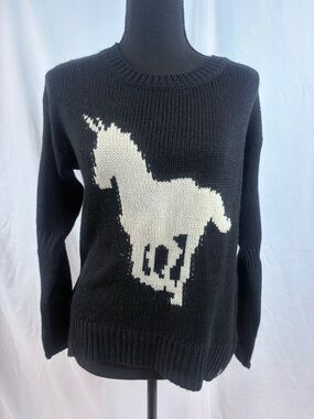 Lira Black Sweater with Cream Unicorn Graphic